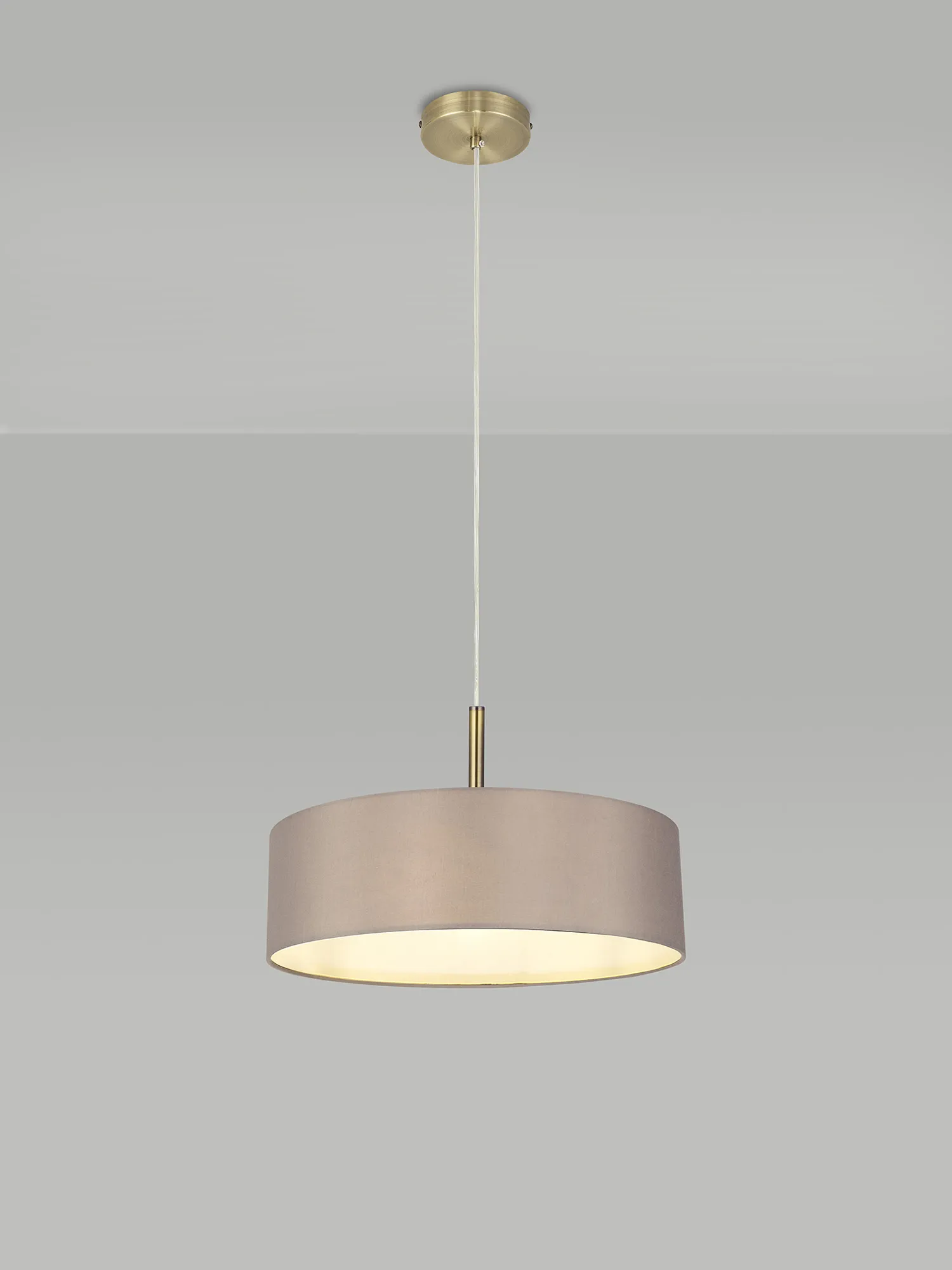 Baymont 45cm 3 Light Pendant Antique Brass, Grey/White DK0708  Deco Baymont AB GR